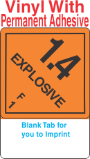 (Blank) Explosive Class 1.4F Proper Shipping Name (Extended) Vinyl Labels