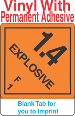 (Blank) Explosive Class 1.4F Proper Shipping Name Vinyl Labels