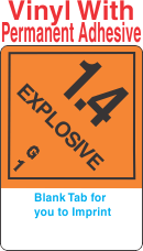 (Blank) Explosive Class 1.4G Proper Shipping Name (Extended) Vinyl Labels