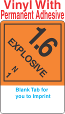(Blank) Explosive Class 1.6N Proper Shipping Name (Extended) Vinyl Labels