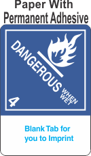 (Blank) Dangerous When Wet Class 4.3 Proper Shipping Name (Extended) Paper Labels