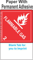 (Blank) Flammable Gas Class 2.1 Proper Shipping Name (Extended) Paper Labels