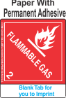 (Blank) Flammable Gas Class 2.1 Proper Shipping Name Paper Labels