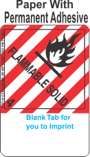 (Blank) Flammable Solid Class 4.1 Proper Shipping Name (Extended) Paper Labels
