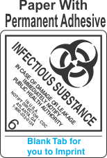 (Blank) Infectious Substance 6.2 Proper Shipping Name Paper Labels
