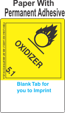 (Blank) Oxidizer Class 5.1 Proper Shipping Name (Extended) Paper Labels