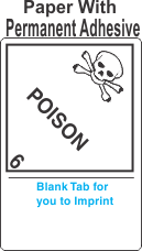 (Blank) Poison Class 6.2 Proper Shipping Name (Extended) Paper Labels