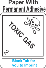 (Blank) Toxic Gas Class 2.3 Proper Shipping Name Paper Labels