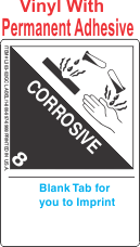 (Blank) Corrosive Class 8 Proper Shipping Name (Extended) Vinyl Labels