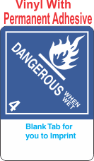 (Blank) Dangerous When Wet Class 4.3 Proper Shipping Name (Extended) Vinyl Labels