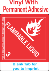 (Blank) Flammable Class 3 Proper Shipping Name Vinyl Labels