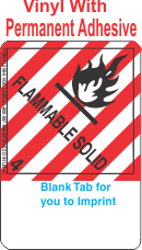 (Blank) Flammable Solid Class 4.1 Proper Shipping Name (Extended) Vinyl Labels
