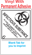 (Blank) Infectious Substance 6.2 Proper Shipping Name (Extended) Vinyl International Wordless Labels