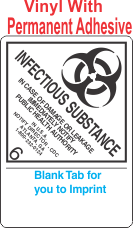 (Blank) Infectious Substance 6.2 Proper Shipping Name (Extended) Vinyl Labels