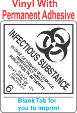 (Blank) Infectious Substance 6.2 Proper Shipping Name Vinyl Labels