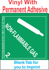 (Blank) Non-Flammable Gas Class 2.2 Proper Shipping Name Vinyl Labels