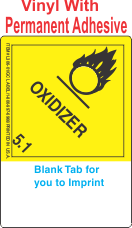 (Blank) Oxidizer Class 5.1 Proper Shipping Name (Extended) Vinyl Labels