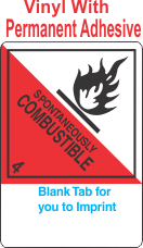 (Blank) Spontaneously Combustible Class 4.2 Proper Shipping Name (Extended) Vinyl Labels
