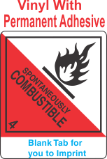 (Blank) Spontaneously Combustible Class 4.2 Proper Shipping Name Vinyl Labels