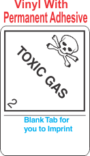 (Blank) Toxic Gas Class 2.3 Proper Shipping Name (Extended) Vinyl Labels