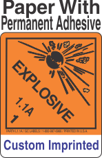 Explosive Class 1.1A Custom Imprinted Shipping Name Paper Labels