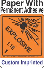 Explosive Class 1.1E Custom Imprinted Shipping Name Paper Labels