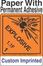 Explosive Class 1.1F Custom Imprinted Shipping Name Paper Labels