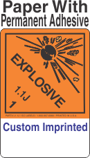 Explosive Class 1.1J Custom Imprinted Shipping Name (Extended) Paper Labels