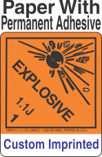 Explosive Class 1.1J Custom Imprinted Shipping Name Paper Labels