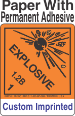 Explosive Class 1.2B Custom Imprinted Shipping Name Paper Labels