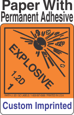 Explosive Class 1.2D Custom Imprinted Shipping Name Paper Labels
