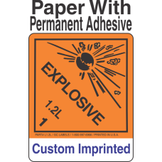 Explosive Class 1.2L Custom Imprinted Shipping Name Paper Labels