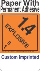 Explosive Class 1.4B Custom Imprinted Shipping Name (Extended) Paper Labels