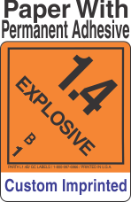 Explosive Class 1.4B Custom Imprinted Shipping Name Paper Labels