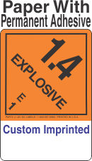 Explosive Class 1.4E Custom Imprinted Shipping Name (Extended) Paper Labels