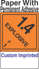 Explosive Class 1.4F Custom Imprinted Shipping Name (Extended) Paper Labels