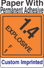Explosive Class 1.4F Custom Imprinted Shipping Name Paper Labels