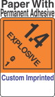 Explosive Class 1.4G Custom Imprinted Shipping Name (Extended) Paper Labels
