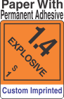 Explosive Class 1.4S Custom Imprinted Shipping Name Paper Labels