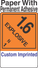 Explosive Class 1.6N Custom Imprinted Shipping Name (Extended) Paper Labels