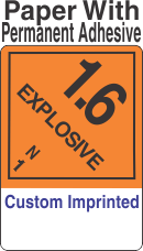 Explosive Class 1.6N Custom Imprinted Shipping Name (Extended) Paper Labels