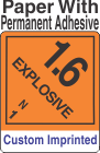 Explosive Class 1.6N Custom Imprinted Shipping Name Paper Labels