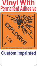 Explosive Class 1.1A Custom Imprinted Shipping Name (Extended) Vinyl Labels