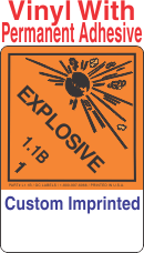 Explosive Class 1.1B Custom Imprinted Shipping Name (Extended) Vinyl Labels