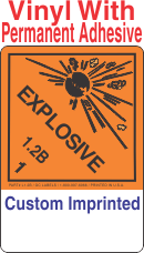 Explosive Class 1.2B Custom Imprinted Shipping Name (Extended) Vinyl Labels