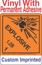 Explosive Class 1.2B Custom Imprinted Shipping Name Vinyl Labels