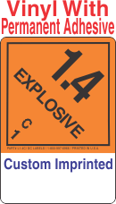 Explosive Class 1.4C Custom Imprinted Shipping Name (Extended) Vinyl Labels