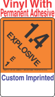 Explosive Class 1.4E Custom Imprinted Shipping Name (Extended) Vinyl Labels