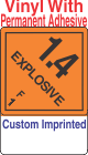 Explosive Class 1.4F Custom Imprinted Shipping Name (Extended) Vinyl Labels