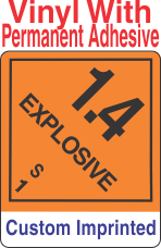 Explosive Class 1.4S Custom Imprinted Shipping Name Vinyl Labels